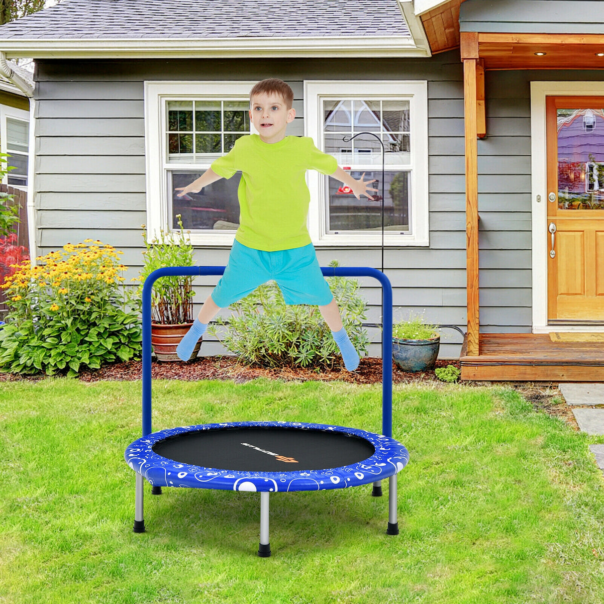 36 Inch Kids Trampoline Mini Rebounder with Full Covered Handrail-Pink