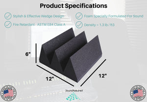 Six Inch Acoustic Foam Wedge Panels - 12x12x6"