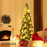 5/6/7.5 Feet Artificial Pencil Christmas Tree with Pine Cones-7 Feet