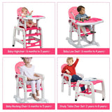 3-in-1 Baby High Chair with Lockable Universal Wheels-Gray