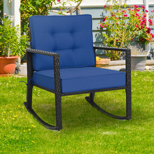 Patio Rattan Rocker Outdoor Glider Rocking Chair Cushion Lawn-Orange