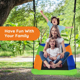60 Inches Platform Tree Swing Outdoor with  2 Hanging Straps-Multicolor