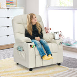 Kids Recliner Chair with Cup Holder and Footrest for Children-Blue