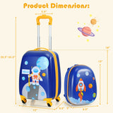 2 Pieces 12 Inch 16 Inch Green ABS Kids Suitcase Luggage Set