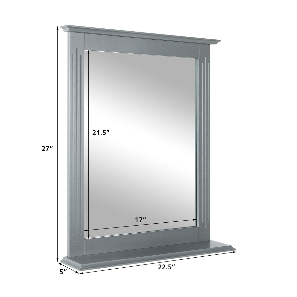 Wall-Mounted Multipurpose Vanity Mirror with Shelf-White