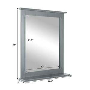 Wall-Mounted Multipurpose Vanity Mirror with Shelf-White