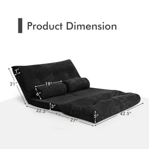 6-Position Adjustable Sleeper Lounge Couch with 2 Pillows-Beige