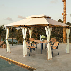 10 Feet x 13 Feet Tent Canopy Shelter with Removable Netting Sidewall-Beige