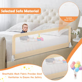 59 Inch Folding Breathable Baby Bed Rail Guard with Safety Strap-Blue