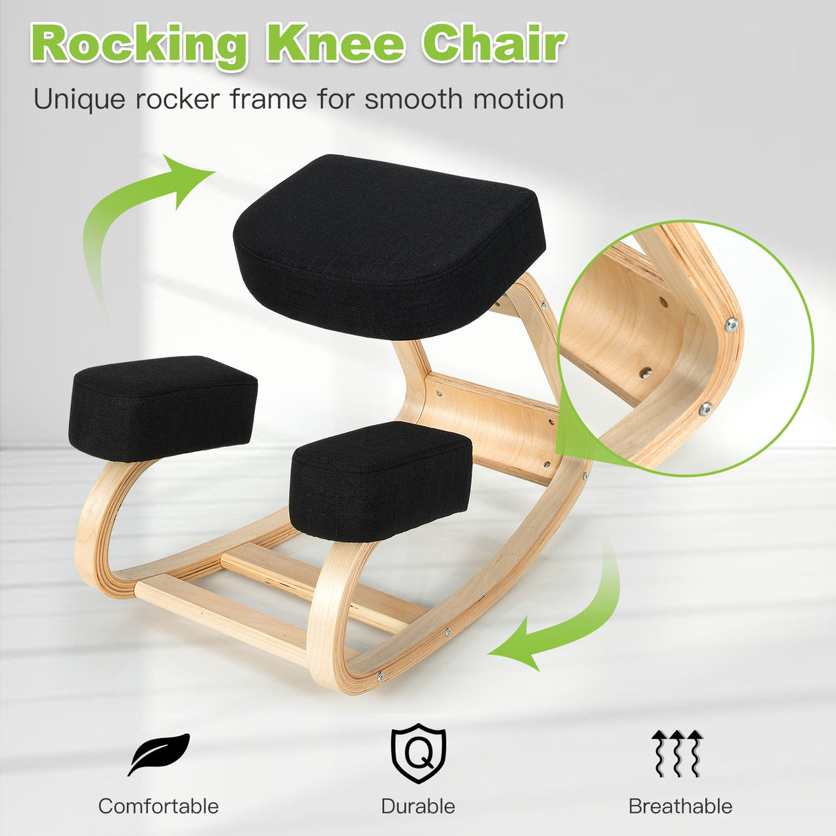 Ergonomic Kneeling Chair Rocking Office Desk Stool Upright Posture-Gray