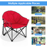 Folding Camping Moon Padded Chair with Carrying Bag-Gray