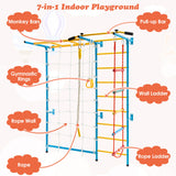 7 In 1 Kids Indoor Gym Playground Swedish Wall Ladder for Solid Wall-Yellow