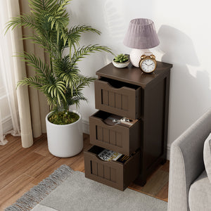 Bathroom Wooden Free Standing Storage Side Floor Cabinet Organizer-3-Tier.