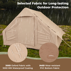 4-6 People Inflatable Camping Tent with 4 Mesh Screen Windows and 2 Doors-White