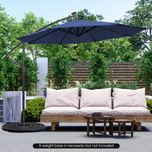 10 Feet Patio Solar Powered Cantilever Umbrella with Tilting System-Navy by DirectDeals
