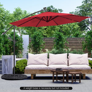 10 Feet Patio Solar Powered Cantilever Umbrella with Tilting System-Red by DirectDeals