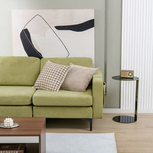 Modern Loveseat Sofa Couch with Side Storage Pocket and Sponged Padded Seat Cushions-Green