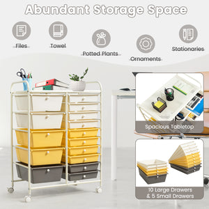 15 Drawers Rolling Storage Cart Organizer