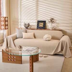 Natural Textured Linen Couch Cover, Breathable & Hypoallergenic Furniture Protector