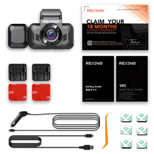 REXING V5C Plus Dash Cam Front 4K & 1080p Cabin Camera w/ Modular Capabilities, WiFi, and GPS
