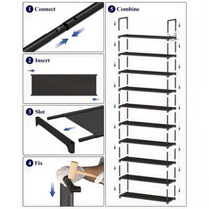 Multi Layers - Shoe Rack Organizer Column Storage Shelf Entryway w/ Hooks
