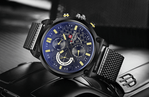 Men's Multifunction Analog Quartz Watches Waterproof Wrist Watch With Stainless Steel Mesh Band Excellent Design Perfect Gift