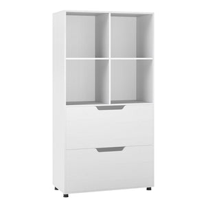 4-Cube Bookcase with 2 Drawers 51 inch 5-Tier Tall Freestanding Bookshelf-White