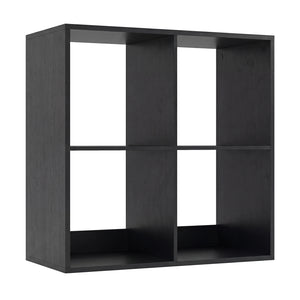 4 Cube Bookshelf with Back Guardrail for Living Room Bedroom-Black