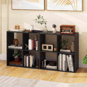 4 Cube Bookshelf with Back Guardrail for Living Room Bedroom-Black