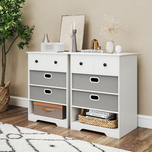 4-Drawer Dresser Modern Chest Storage Organizer with Open Shelves-White