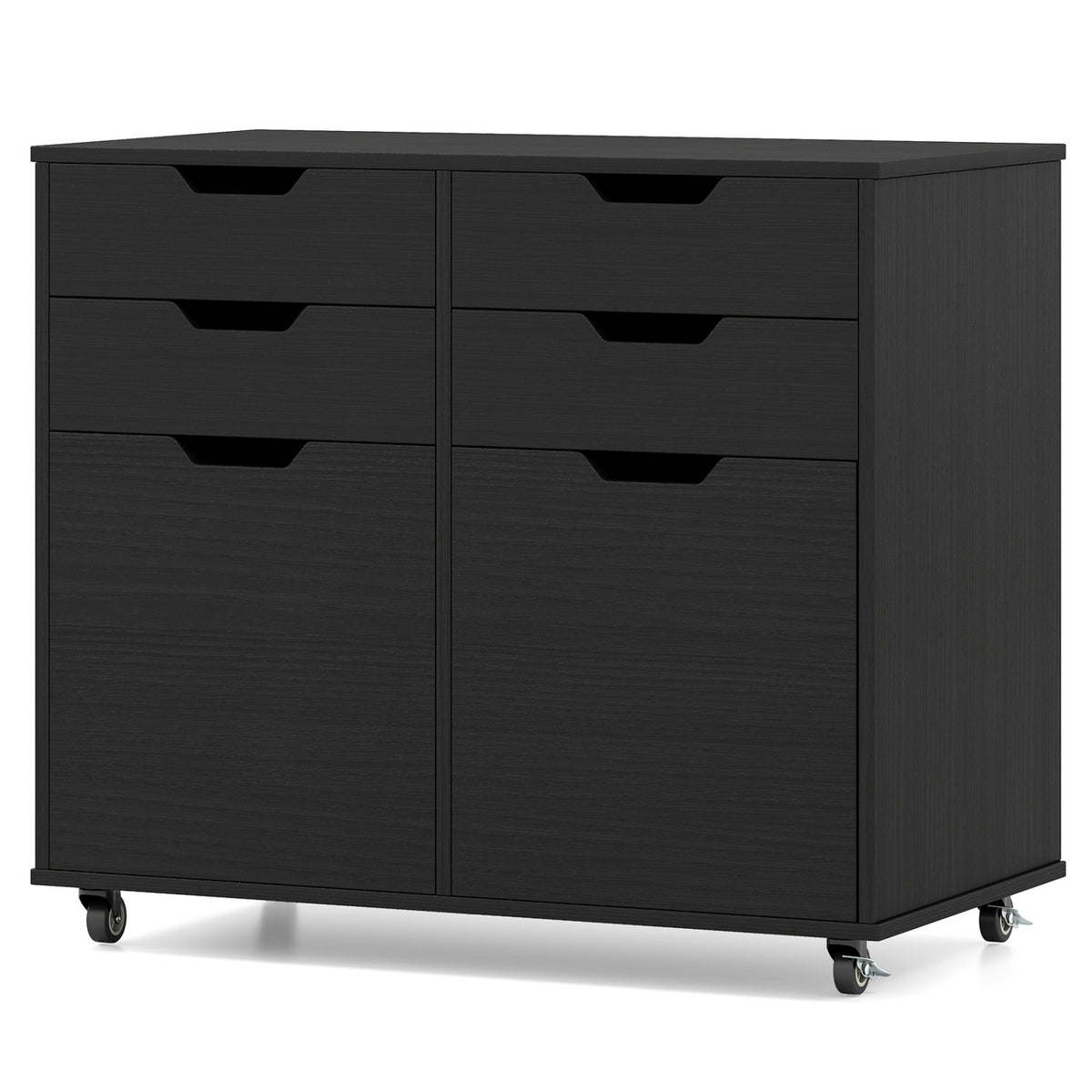 4 Drawer File Cabinet with Wheels for Home Office Organization-Black