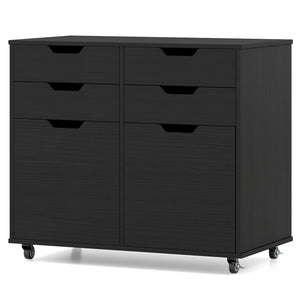 4 Drawer File Cabinet with Wheels for Home Office Organization-Black
