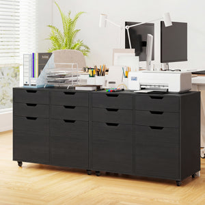4 Drawer File Cabinet with Wheels for Home Office Organization-Black