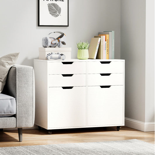 4 Drawer File Cabinet with Wheels for Home Office Organization-White