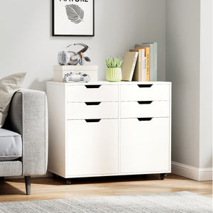 4 Drawer File Cabinet with Wheels for Home Office Organization-White