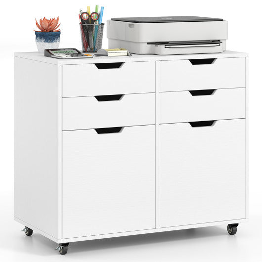 4 Drawer File Cabinet with Wheels for Home Office Organization-White