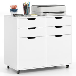 4 Drawer File Cabinet with Wheels for Home Office Organization-White