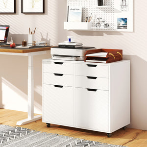 4 Drawer File Cabinet with Wheels for Home Office Organization-White