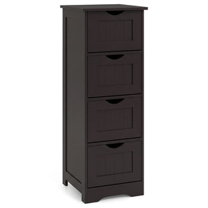 4-Drawer Freestanding Floor Cabinet with Anti-Toppling Device-Dark Brown