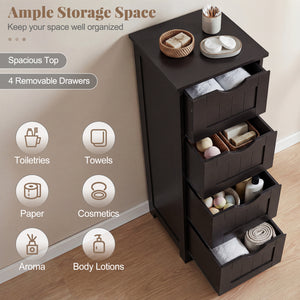 4-Drawer Freestanding Floor Cabinet with Anti-Toppling Device-Dark Brown