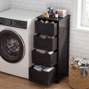 4-Drawer Freestanding Floor Cabinet with Anti-Toppling Device-Dark Brown