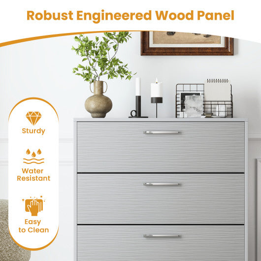 4 Drawer Storage Cabinet with Metal Legs Handles with Anti-Toppling Devices-Gray