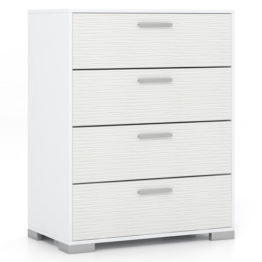4 Drawer Storage Cabinet with Metal Legs Handles with Anti-Toppling Devices-White