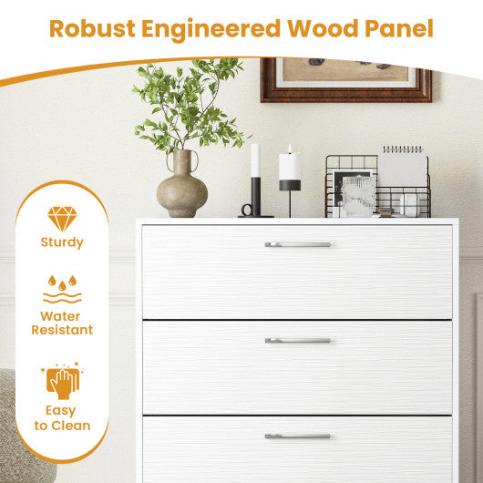 4 Drawer Storage Cabinet with Metal Legs Handles with Anti-Toppling Devices-White