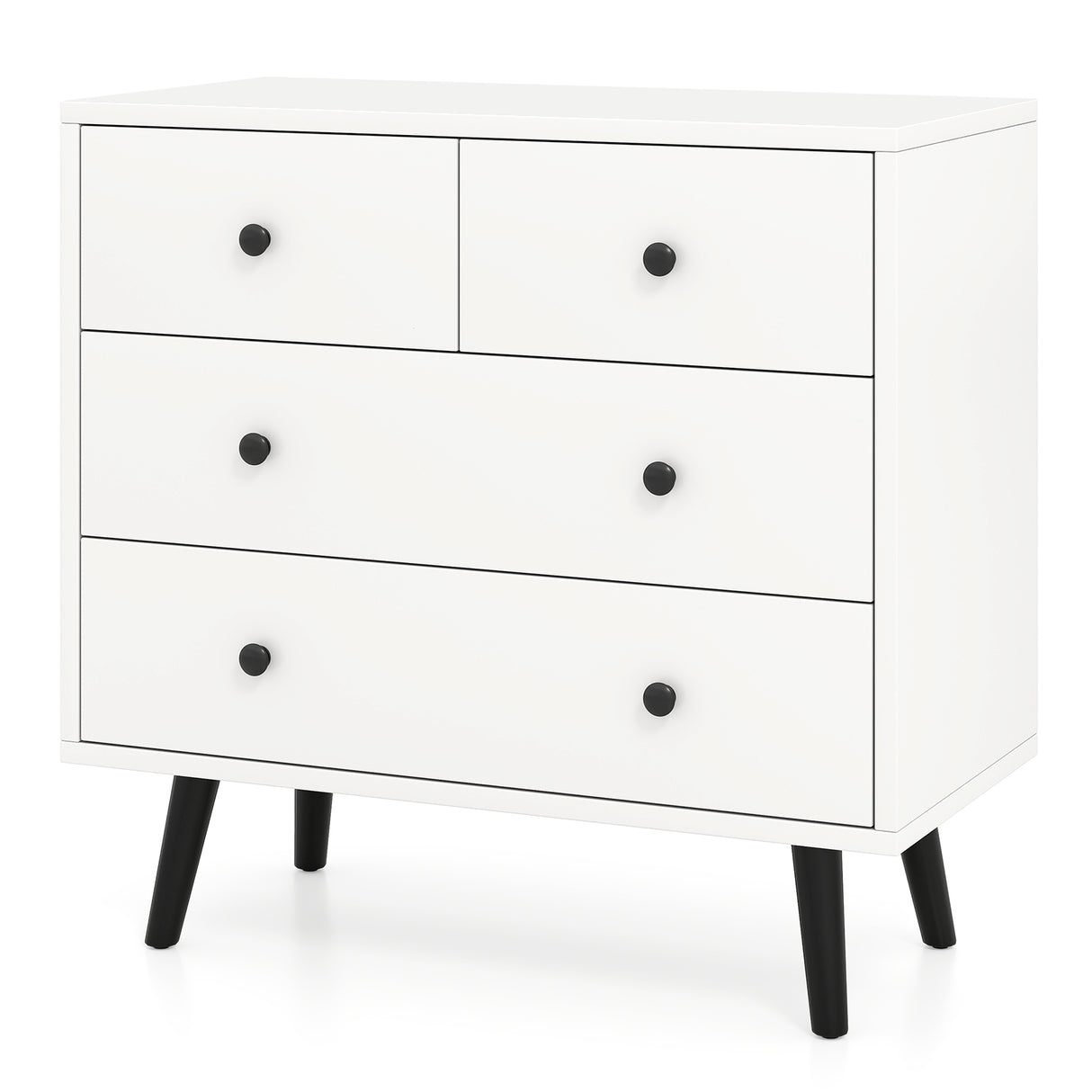4 Drawers Dresser Chest of Drawers Free Standing Sideboard Cabinet-White