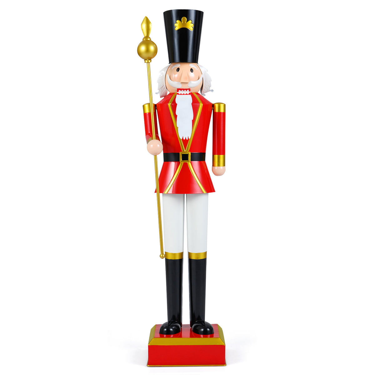 4 FT Christmas Nutcracker with High Hat & Beautiful Scepter-Black & Red