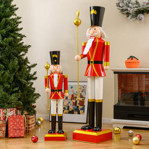 4 FT Christmas Nutcracker with High Hat & Beautiful Scepter-Black & Red