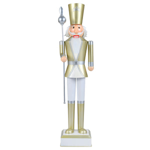 4 FT Christmas Nutcracker with High Hat & Beautiful Scepter-White & Golden
