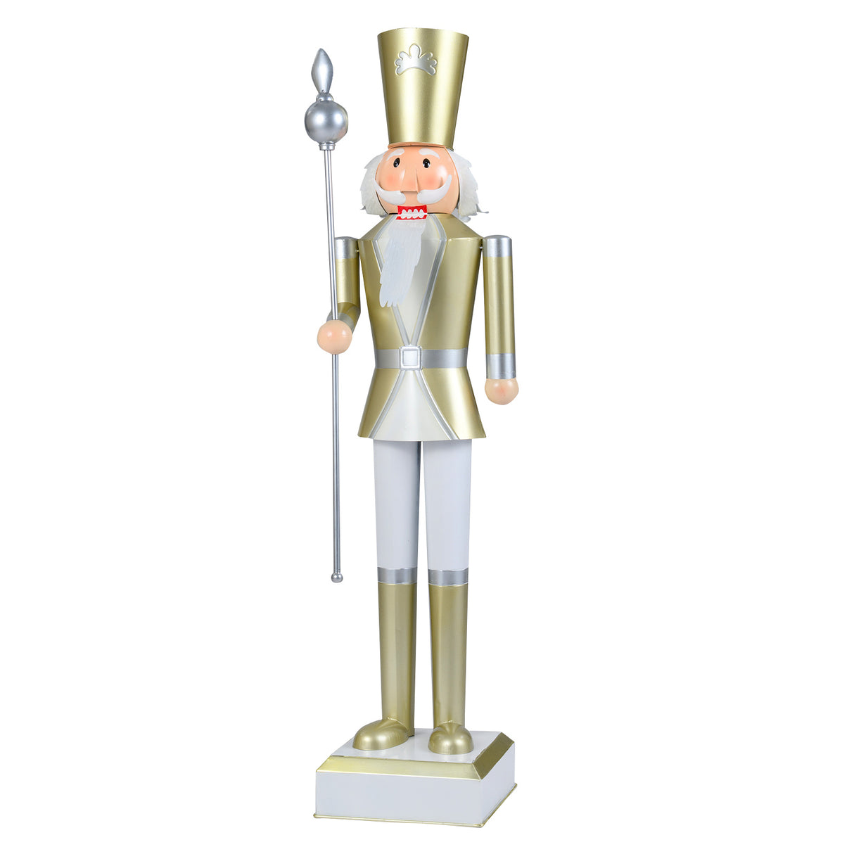 4 FT Christmas Nutcracker with High Hat & Beautiful Scepter-White & Golden