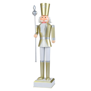 4 FT Christmas Nutcracker with High Hat & Beautiful Scepter-White & Golden